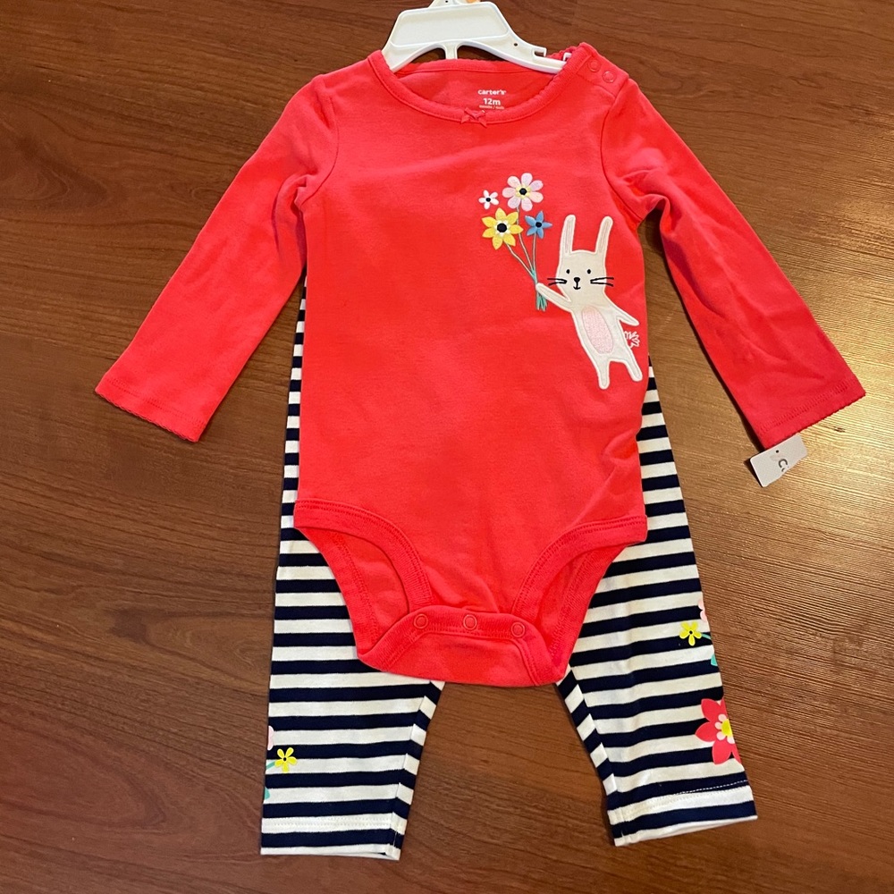 New Carter’s 12m girls bunny and flowers outfit